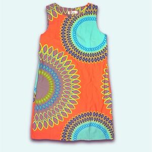 Aryeh Retro Orange & Mint Slip On A Frame Dress is Bright Colors - Size Small